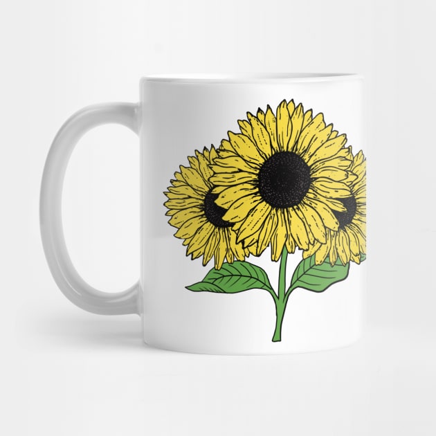 Yellow Sun Flower Hand Drawn Gardening Gift by Mesyo